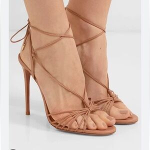 Aquazzura Tan Strappy Heels